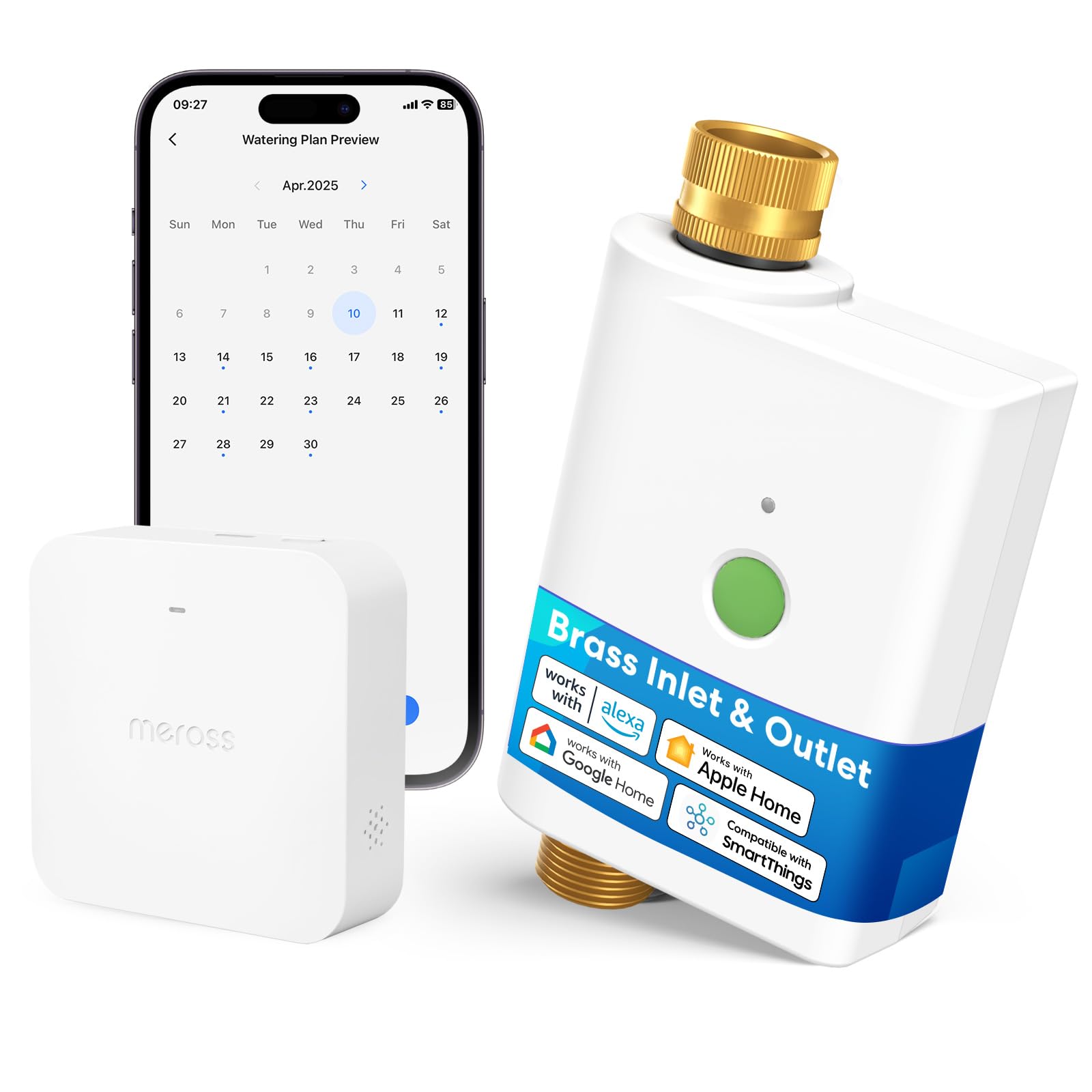 Photo 1 of meross WiFi Water Hose Timer, Smart Sprinkler Timer with Brass Inlet & Outet, Work with Apple Homekit, Alexa & Google Assistant, Watering Timer for Lawn, Garden, Yard and Pool, Hub Required