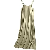 Women Sleeveless Nightgowns Spaghetti Strap Full Slip Sleep Dress with Built in Bra, Supersoft Modal Nightdress