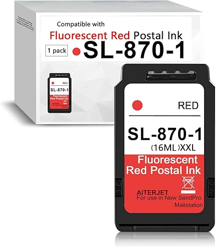 SL-870-1 Red Ink Cartridge 2-Pack For Pitney Bowes SendPro Mailstation - High Yield 16ML Replacement Ink