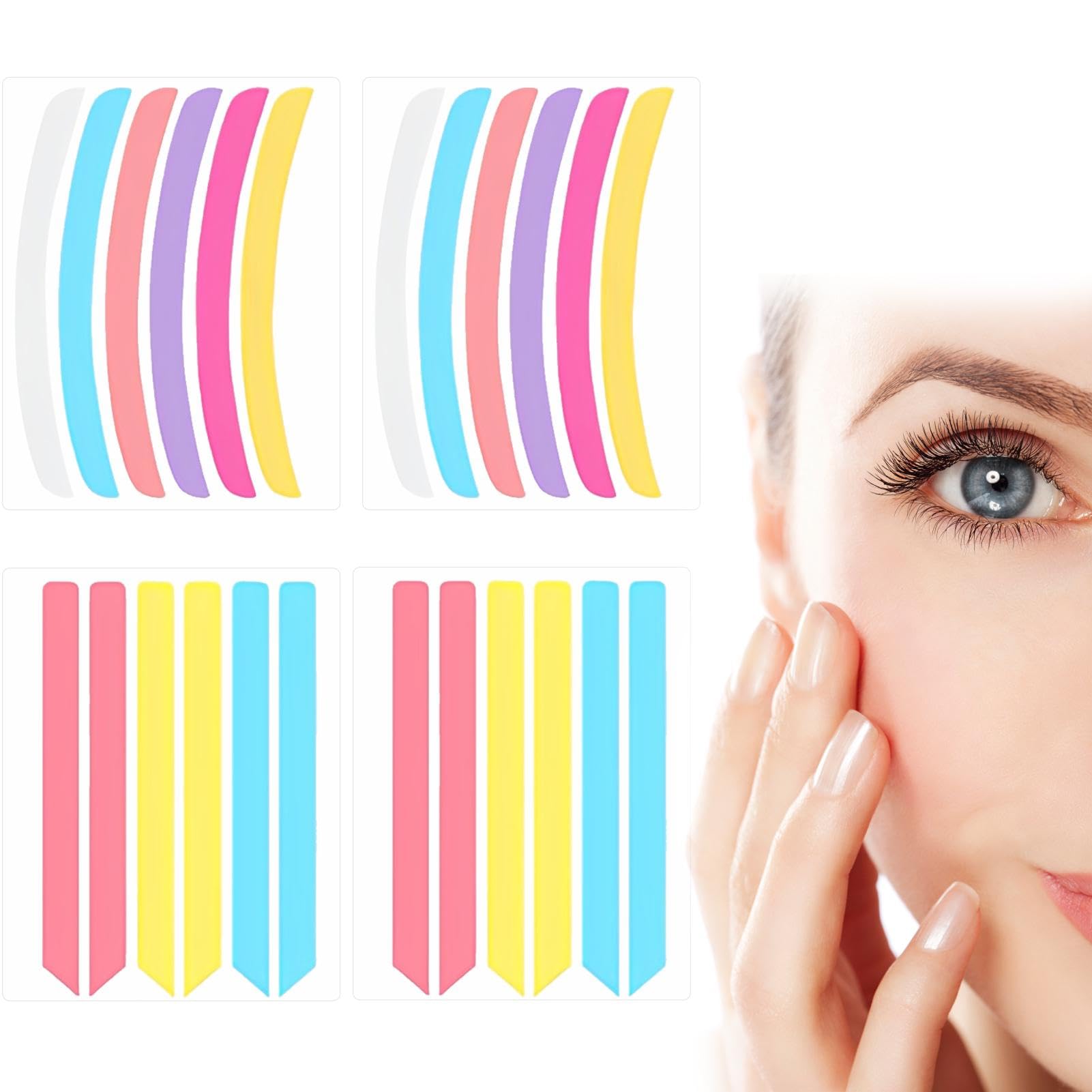 24Pcs Lash Lift Ribbon Kit,Reusable Hot Lash Silicone Covering Strips Lash Lift Tool,Lash Lift Rod for Eyelash Lift, Shape Eyelashes, Create Natural Curl Eyelashes(Multi)