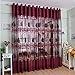 Binmer(TM)Window Curtains Leaf Hollow Window Screens Door Balcony Curtain Panel Sheer Cover (Red)