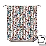 Cats Shower Curtains Mildew Resistant Cheerful Sketch Art of Kittens in Pastel Colors and Different Positions Kids Animals Bathroom Decor Sets with Hooks W69 x L84 Multicolor