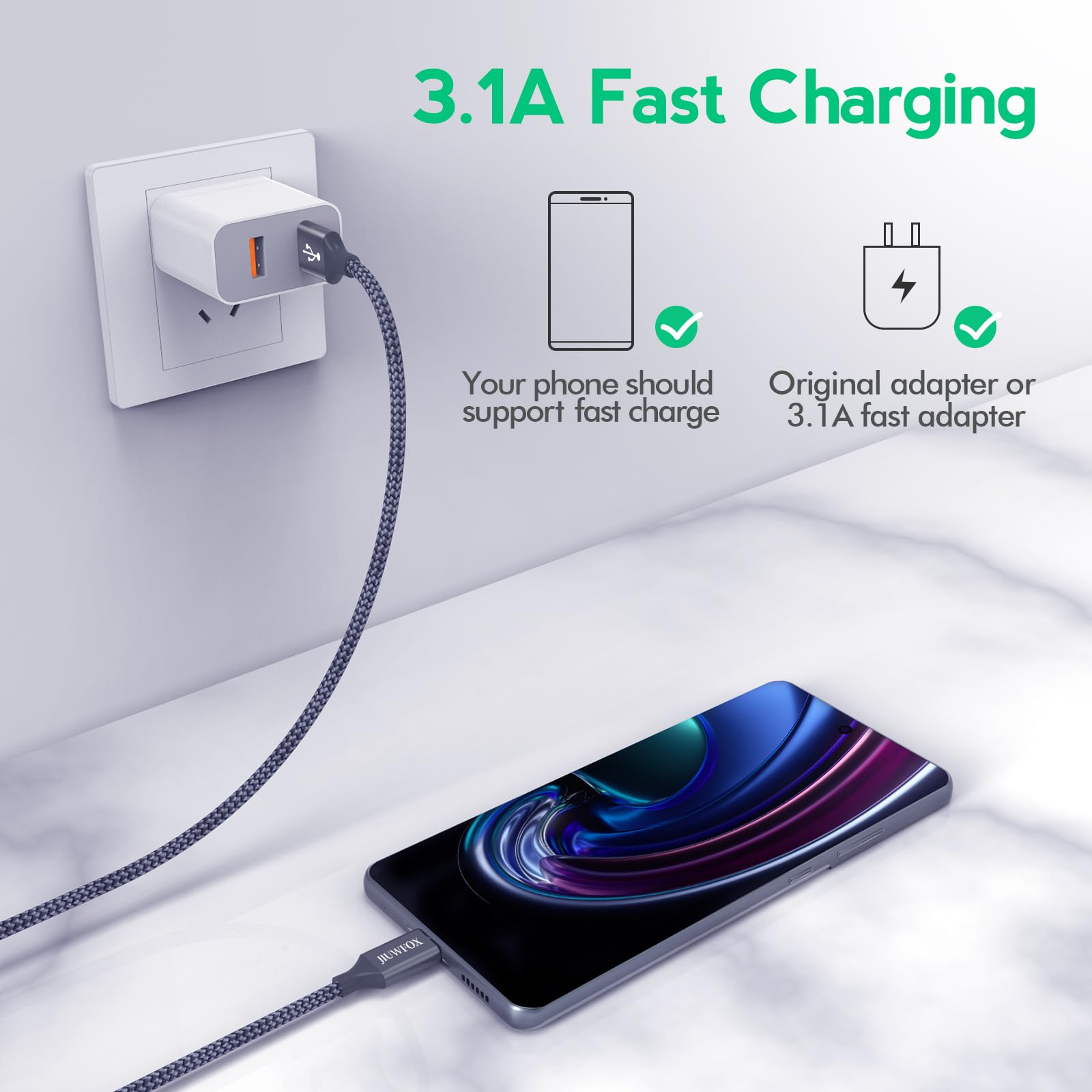 USB to USB C Cable, (5-Pack, 3/3/6/6/10 ft) Type C Charger Cord Fast Charging for iPhone Air 17 16 Pro Max, Galaxy S25 S24 S23 A15 A16 A25 A26 A35 A36 A55 A56, Moto, Pixel and More