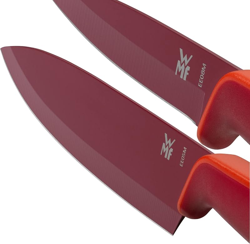Wmf touch conjunto de 2 capas protetoras, aço, vermelho, faca de cozinha de 24 cm e faca multiuso de 20,5 cm