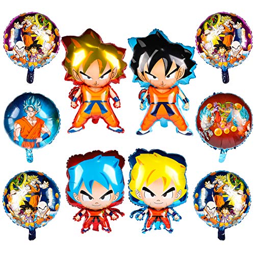 PANTIDE 10Pcs Dragon Ball Z Balloons, Double Sided DBZ Super Saiyan Goku Gohan Character Party Decorations, Birthday Celebration Foil Balloon Set, Dragon Ball Z Birthday Party Supplies Party Favors - Thumbnail 7