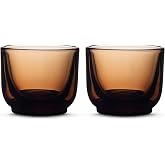 Fellow Pirch Espresso Shot Glasses 3.5 oz, Set of 2, Weighted Thick Glass | Demitasse Espresso Cups, Dishwasher &amp; Microwave Safe Espresso Cup Set for Latte Art, Tinted Amber Glass, Amber