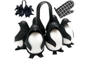 Penguin Egg Boiler Holder, Penguin-Shaped Egg Cooker Holder for Making Soft or Hard Boiled Eggs, Holds 6 PCS for Easy Cooking