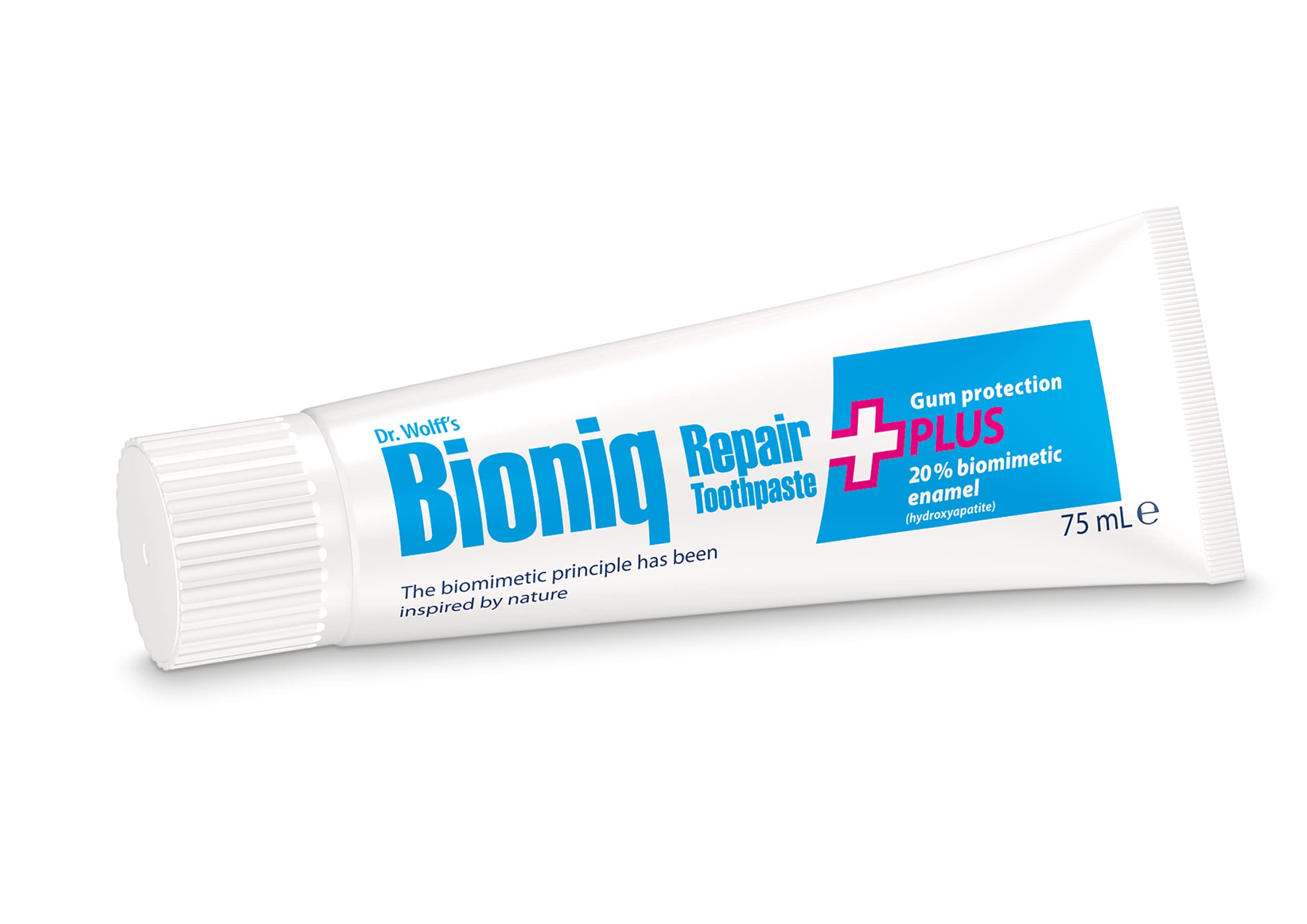Dr. Wolff's Bioniq Repair Plus Toothpaste | Fluoride Free with Biomimetic Enamel Hydroxyapatite | for Sensitive Teeth | Helps to Reduce Gum Bleeding 75ml