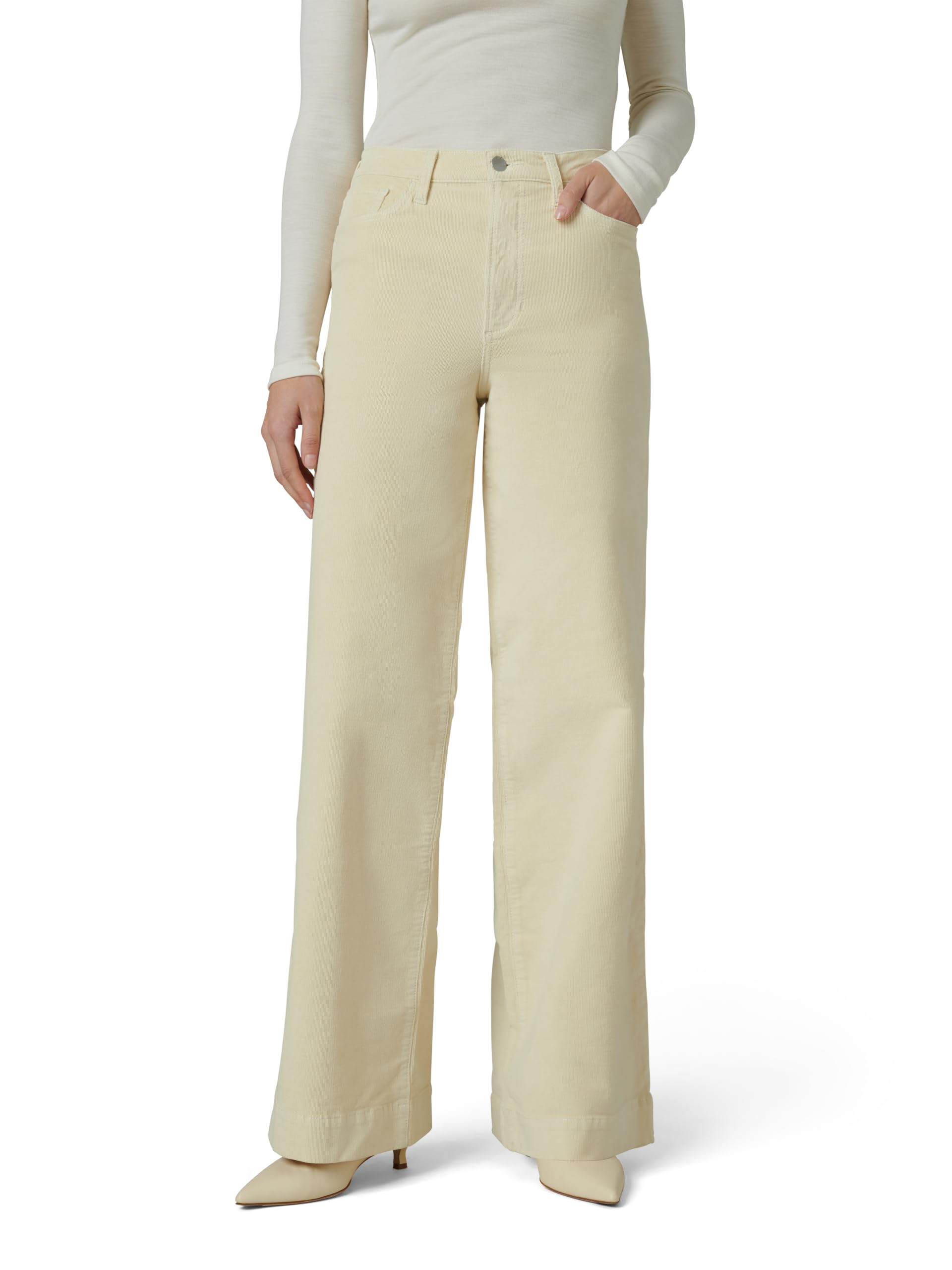 Joe’s Jeans Women’s The Mia High Rise Wide Leg Jean, Creme Brulee Corduroy, 30W x 32L