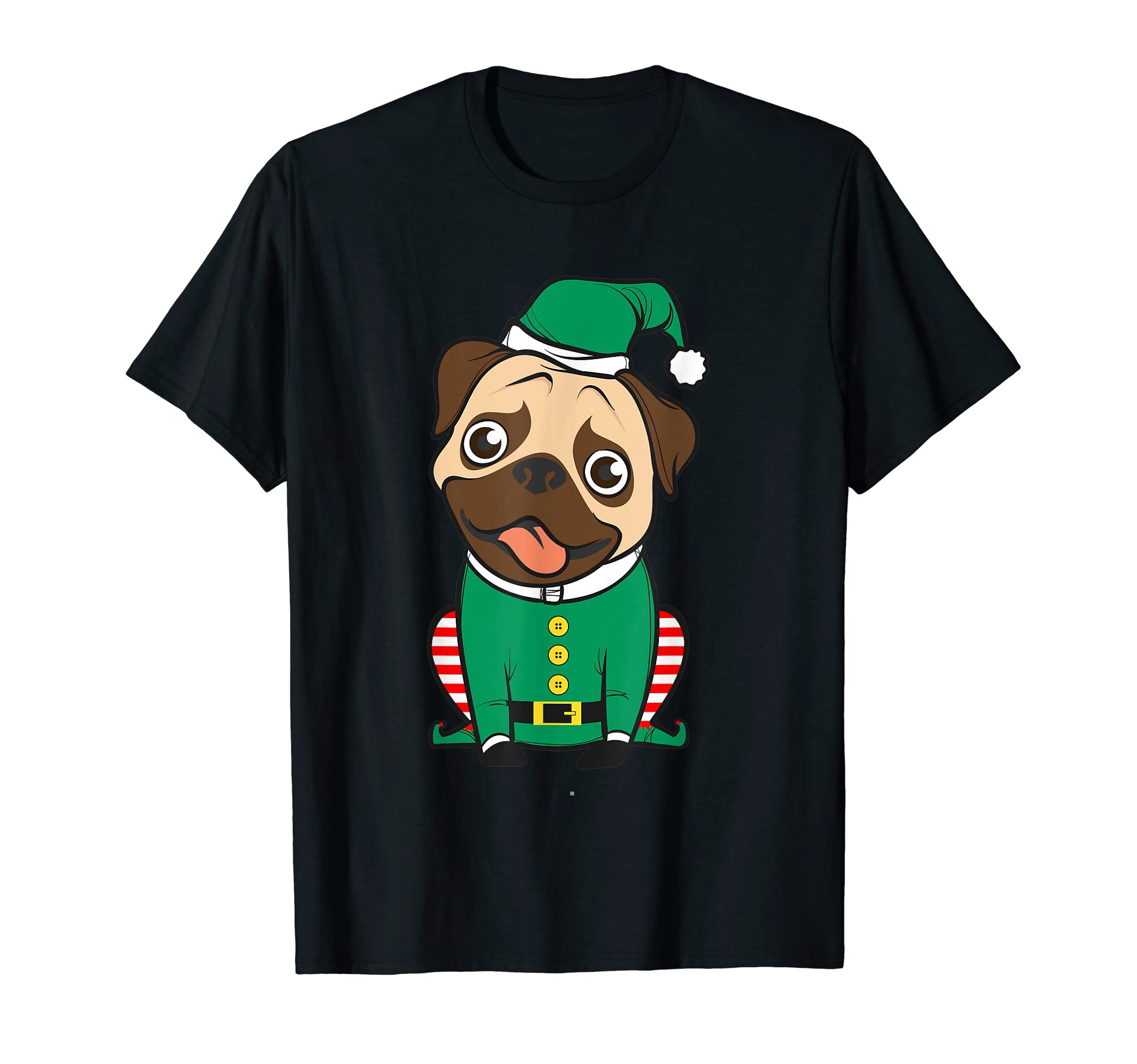 Santa's Elf Cute Christmas Pug Elf Costume T-Shirt
