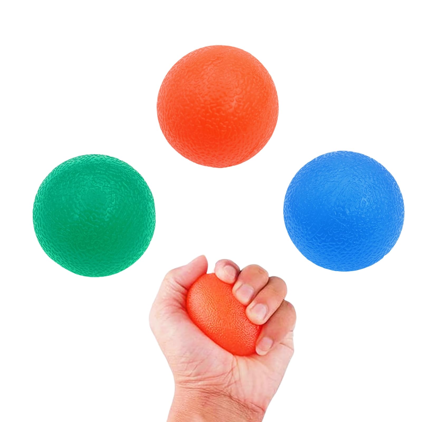 FENGZIZH 3Pcs Stress Ball - Hand Exercise Ball for Adults, Triple Density Squeeze Balls for Hand Therapy & Grip Strengthening - Muscle Focus Improvement, Arthritis & Stress Relief