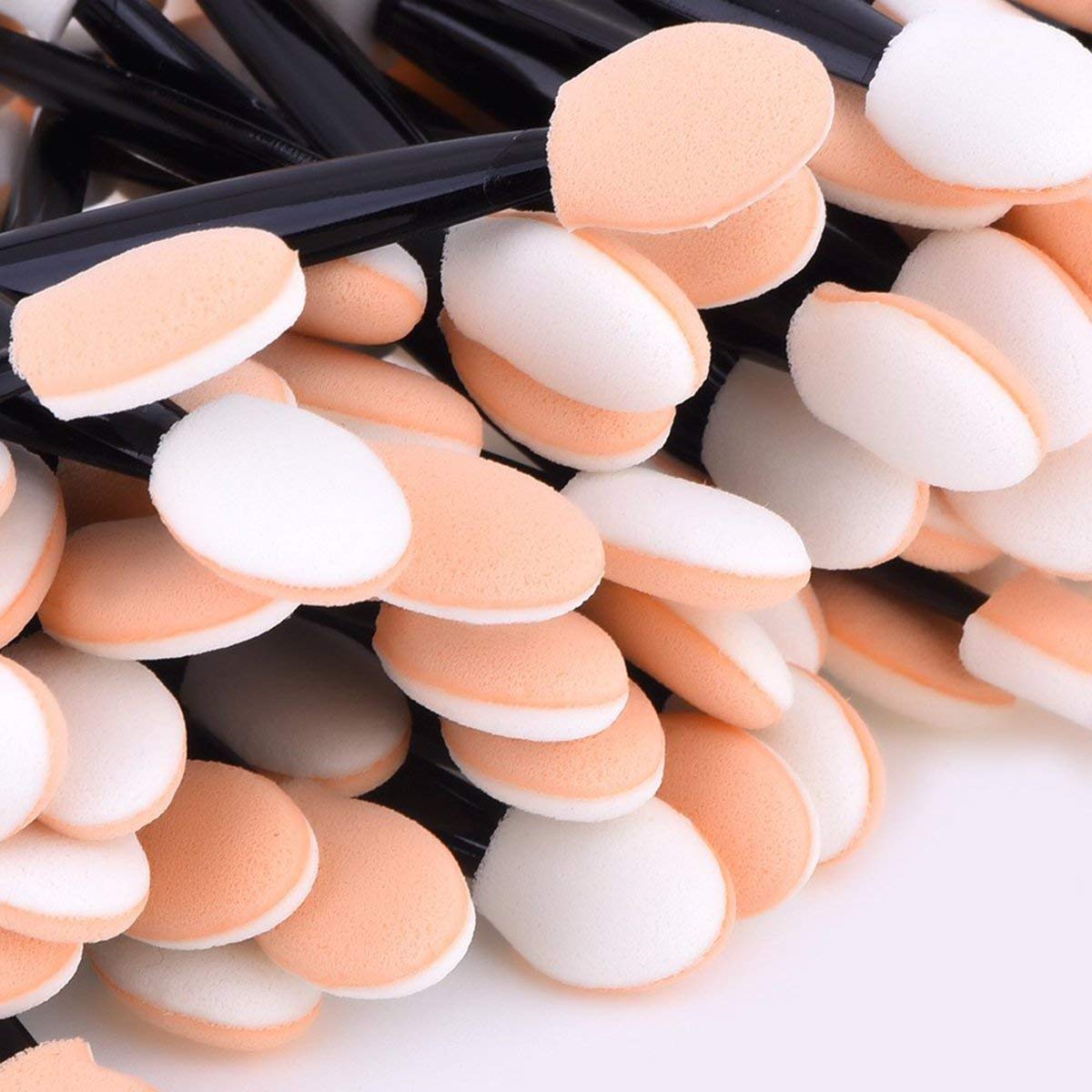 Onwon 100 Pcs Disposable Dual Sided Eyeshadow Brush, Double Ended Sponge Applicator Oval Tipped Eyeliner Brush Makeup Brush Tool: Beauty