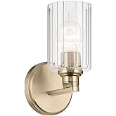 Kichler Gioe 5" 1-Light Wall Sconce with Clear Fluted Glass in Champagne Bronze, Damp Rated, for Powder Room, Kitchen, Hallwa