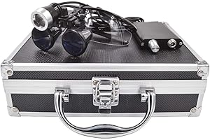 UINMYREO 3.5X Dental Loupes LED Optical Glass Magnifier Pluggable Head-Light 420mm Working Distance (Black Colour)