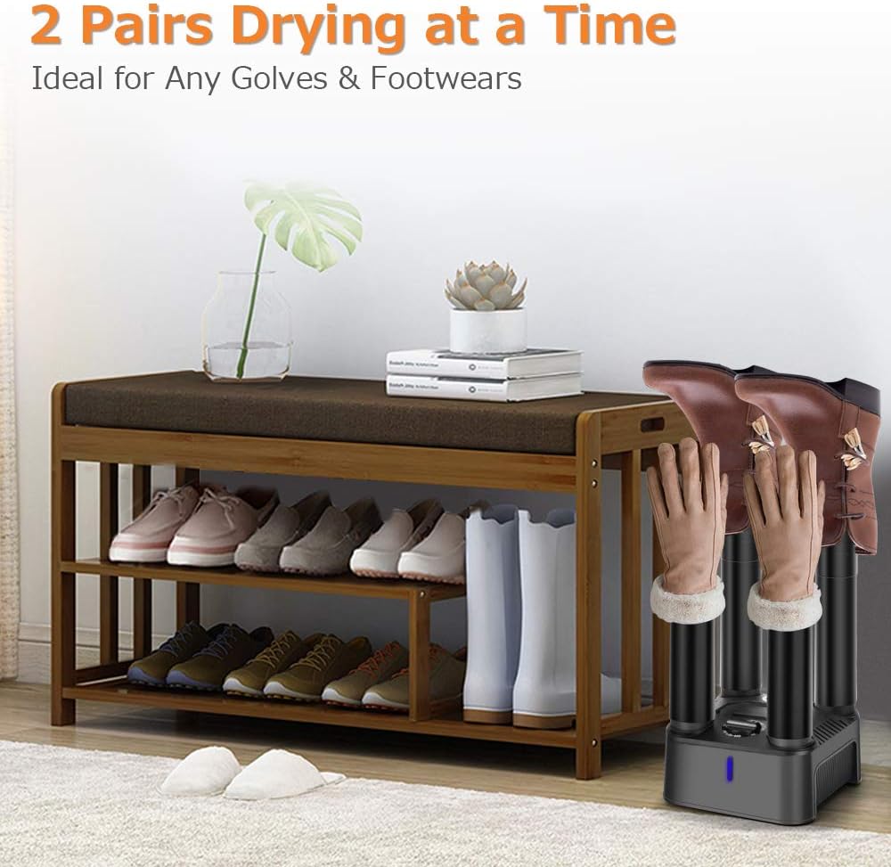 Air Choice Boot Dryer - Detachable 4 Shoe Dryer with180 Mins Timer, Quick Drying, Space Saving & Super Quiet, Electric Dryer for Shoes, Boots, Gloves, Socks: Home & Kitchen