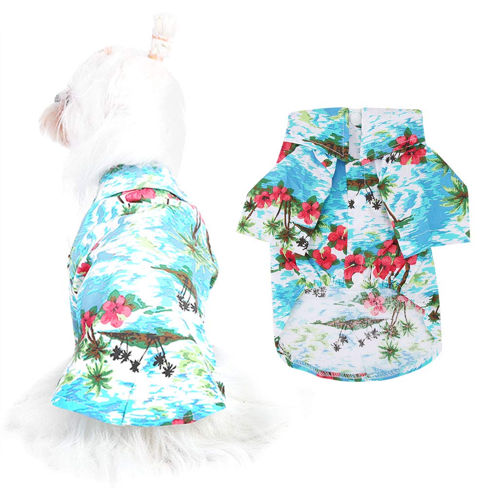 Pet Hawaiian Shirt Fashionable Breathable Dog Summer T-Shirt Comfortable Seaside Resort Style Pet Clothes Puppy Clothing for Small to Medium Dogs Cats(M)