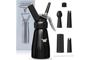 BUKDOT Whipped Cream Dispenser – 250ml Professional Cream Whipper for Desserts & Beverages – Durable Kitchen Tool