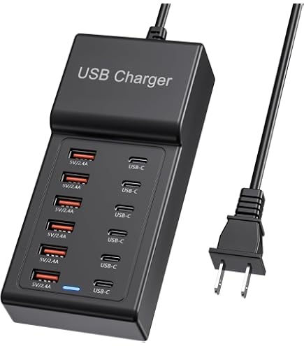 Amazon.com: USB C Charger Block 10-Port USB-C Charging Station 6 USBC Ports  & 4 USB-A Ports Total 50W USB Power Strip for Multi Devices for iPhone 16  17 15 14 13 12