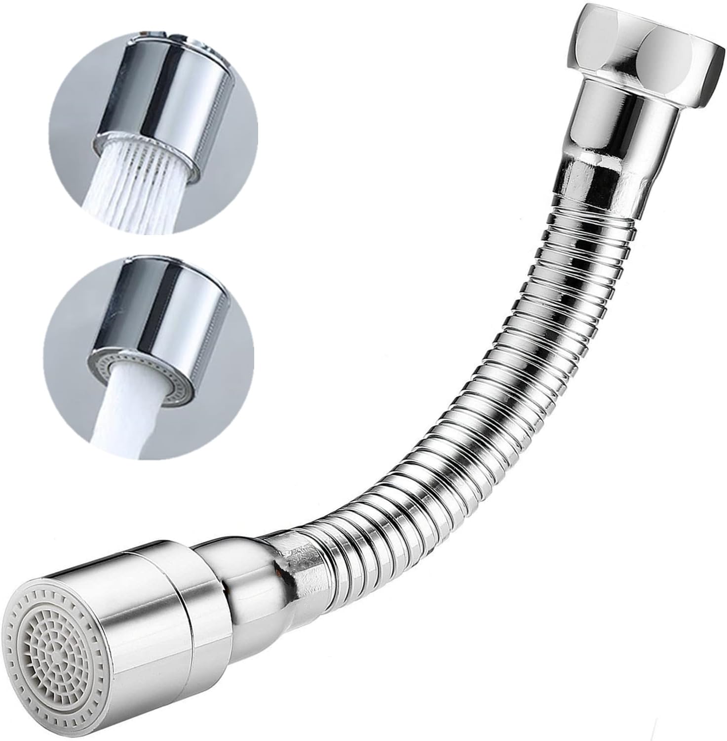 5.5" Flexible Tap Extender, Faucet Tip with 2 Modes, 360° Rotating Faucet End, Aerators for Faucets, Water Saver for Faucet