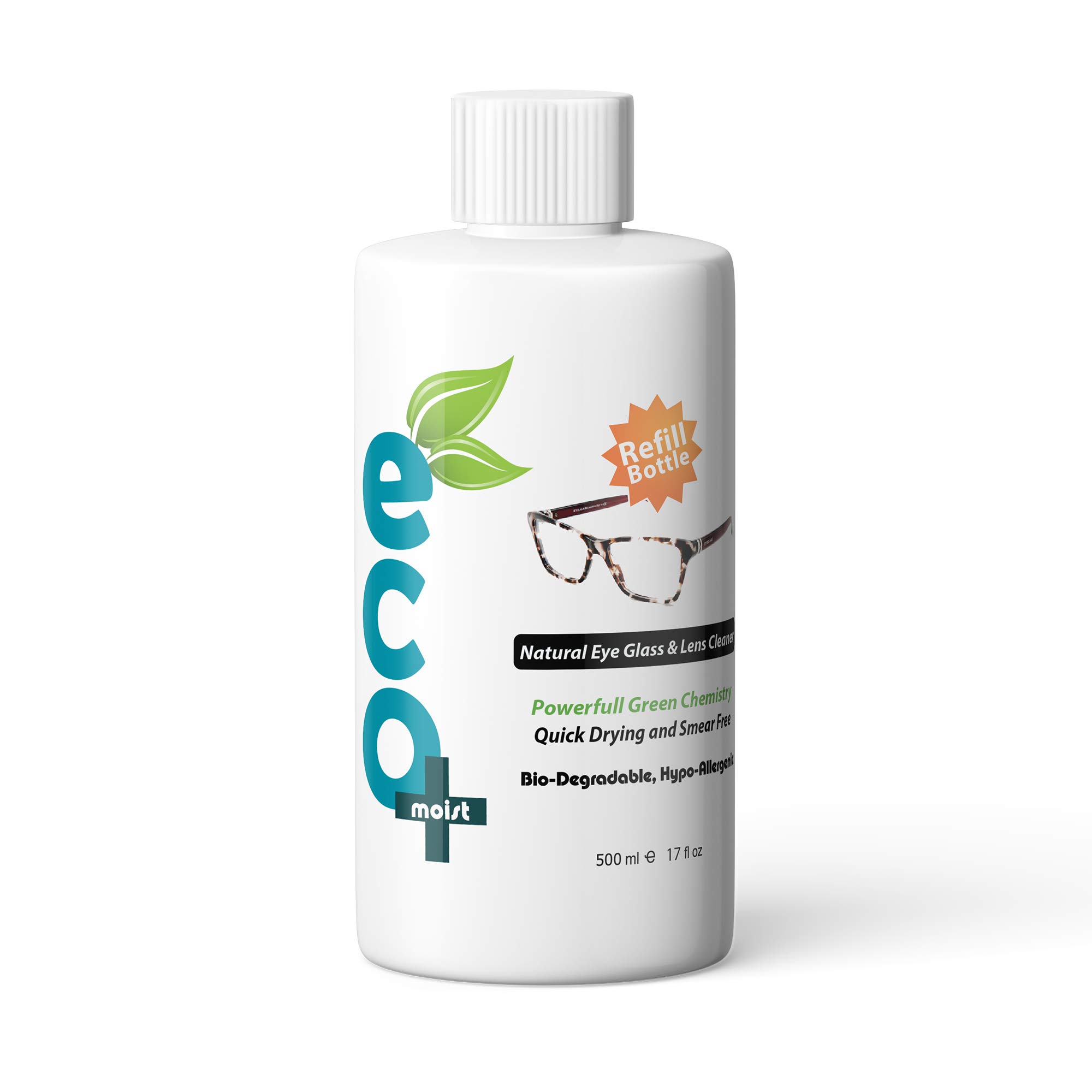 Ecomoist Lens Cleaner Refill 500ml – Alcohol-Free, Streak-Free, Anti-Static Cleaning Solution for Glasses, Camera Lenses, Screens & Binoculars – Eco-Friendly Biodegradable Formula