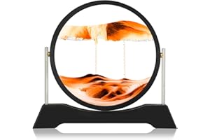 Liangding Moving Sand Art Liquid Motion,3D Flow Sand Painting Quicksand Decor,Stress Relief Moving Sand Art Picture with Round Glass for Office Home Decoration