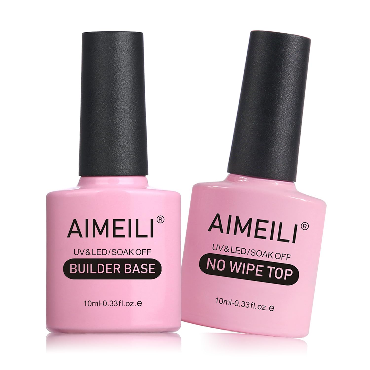 AIMEILI 7 in 1 Builder Base and No Wipe Top Coat, Strengthening Gel UV LED Nails Extension Gel Polish, Nail Repair Nail Strengthen Quick Extension Gel 2x10ml