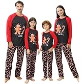 Sizet Matching Christmas Family Pajamas,Holiday Xmas PJ's Family with Gingerbread Men Cane Candy Pyjama de Noel Famille