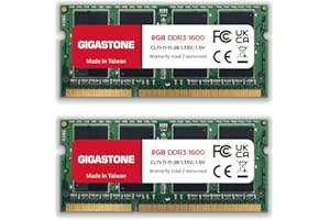 【DDR3 RAM Laptop Only】 GIGASTONE 16GB Kit (2x8GB) DDR3/DDR3L 1600MHz (1333MHz) PC3-12800 (PC3-10600) CL11 1.35V/1.5V 2Rx8 SOD