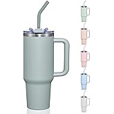 COKTIK 40 oz Tumbler With Handle and Straw, Insulated Tumbler With Leakproof Lids, Stainless Steel|BPA-Free, Cold for 24 H (Shale)