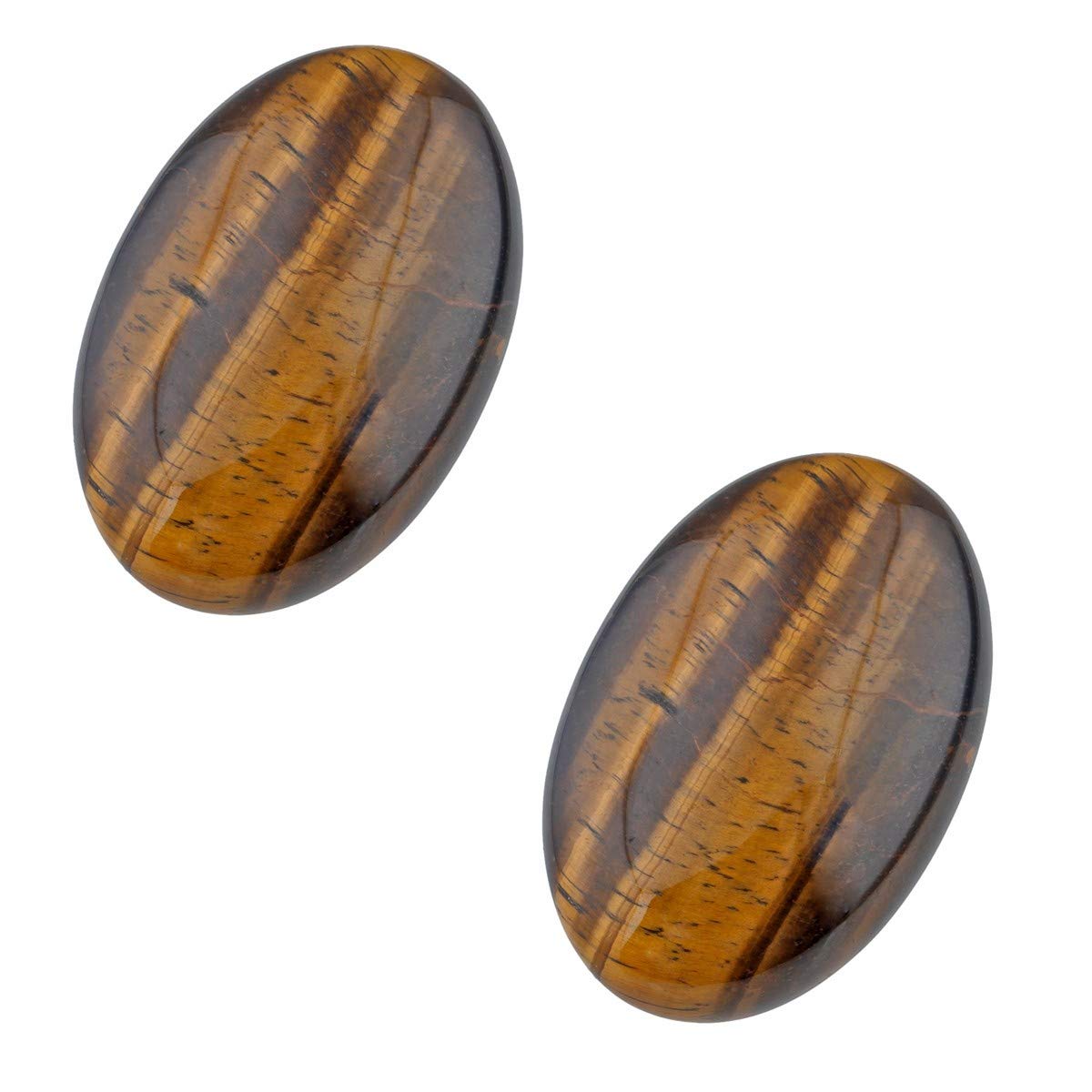 mookaitedecor 2pcs 6cm Natural Tiger's Eye Worry Stones, Large Palm Pocket Crystal Stone