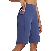 baleaf Women's Bermuda Shorts 12" Long Knee Length Running Athletic High Waist Zipper Pocket Quick Dry Loose Fit