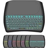 Mini Wireless Keyboard,D8 Mini Keyboard with Touchpad,Colorful Backlit Small Wireless Keyboard,Mini Handheld Remote Keyboard 