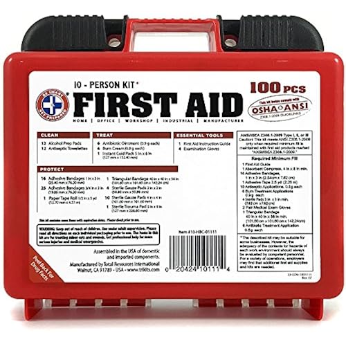 Be Smart Get Prepared 100 Piece First Aid Kit, Exceeds OSHA ANSI Standards for 10 People - Office, Home, Car, School, Emergency, Survival, Camping, Hunting, and Sports Sports & Outdoors, Outdoor Recreation, Camping & Hiking, Safety & Survival, First Aid Kits
