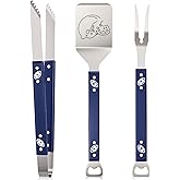 Jingmore 3 Pcs Navy Blue Football BBQ Tools Gift Set for Men Dad Game Day Grilling Accessories with Spatula, Tongs, Fork, Gifts for Christmas, Football Fans, Tailgate Party, Birthday, Father's Day