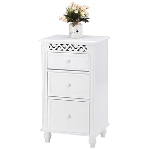 Giantex Storage Floor Cabinet W/One Cabinet Two-Layer Adjustable Shelves & One Drawer Wood Bathroom Cupboard Organizer Kitchen Collection Cabinet Shelf Nightstand Beside End Table White (2 Drawer)