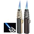 Turbine Torcher Lighter- Solar Torch Butane Lighters,Inflatable Gas Waterproof Windproof Jet Torch Lighter for Candle Camping BBQ Kitchen Windproof - Butane Not Included (A+B - 2PCS)