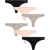 Jessica Simpson Women's Thong Panties - 6 Pack Seamless Lace Microfiber Underwear for Women (S-XL)