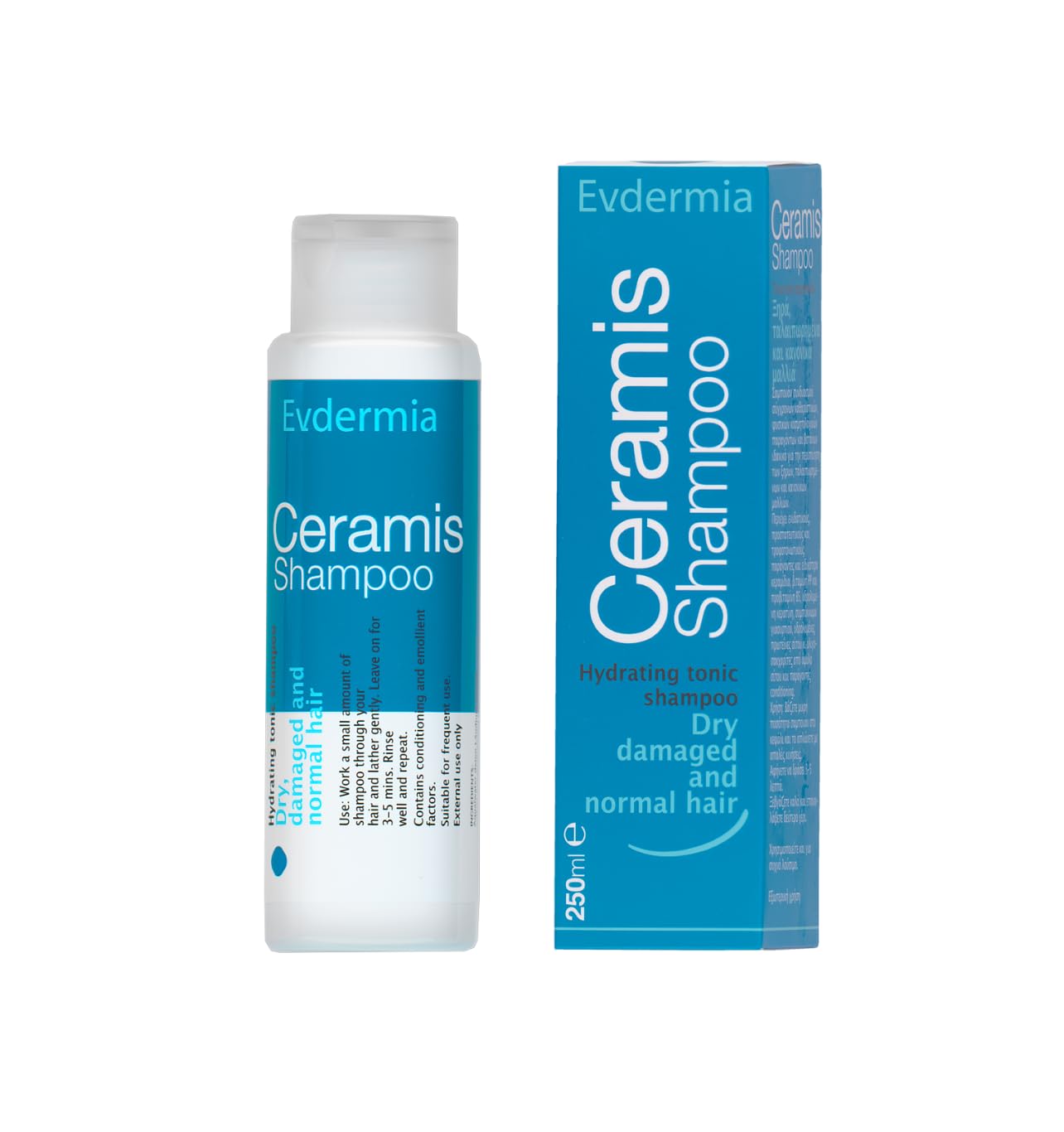 Ceramis Toning & Hydrating Shampoo - Suitable For Dry, Damaged And Nornal Hair - Suitable For Coloured Hair - For Regular Use - Evdermia Ceramis Shampoo 250ml