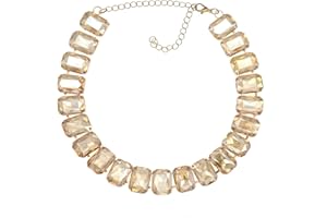 JNF Crystal Rhinestone Choker Collar Necklace For Women Colorful Gemstones Neck Chain Trendy Sparkly Statement Piece Crystal Rhinestone Bib Necklace