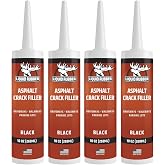 Liquid Rubber Self-Leveling Asphalt Driveway Crack Filler, 10oz, 4-Pack | Professional-Grade Self-Leveling Waterproof Sealant for Driveway, Parking Lot &amp; Walkway Cracks. Helps Stop Water Intrusion