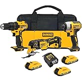 DEWALT 20V MAX 3-Tool Brushless Power Tool Set, Includes 1/2 Cordless Drill,1/4 Impact Driver, Oscillating Tool, 3 Batteries and a Charger, Extended Runtime, Lightweight (DCK360D3)