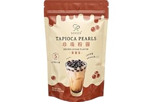 Soeos Boba Pearls, Black Tapioca Pearls 8.8 oz (0.55 lb), Black Sugar Flavor Boba Pearls for Bubble Tea, Smoothies & Desserts – Sweet, Chewy, and Ready to Cook