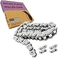 PGN #40 Nickel Plated Roller Chain - 10 Feet + 2 Free Connecting Links - #40NP - Anti-Corrosion Chains for Bycicles, Mini Bikes, Motorcycles, Go-Karts, Home and Industrial Machinery - 239 Links