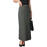 Allegra K Pencil Long Skirt for Women's High Waist Pockets Work Office Midi Bodycon Skirts