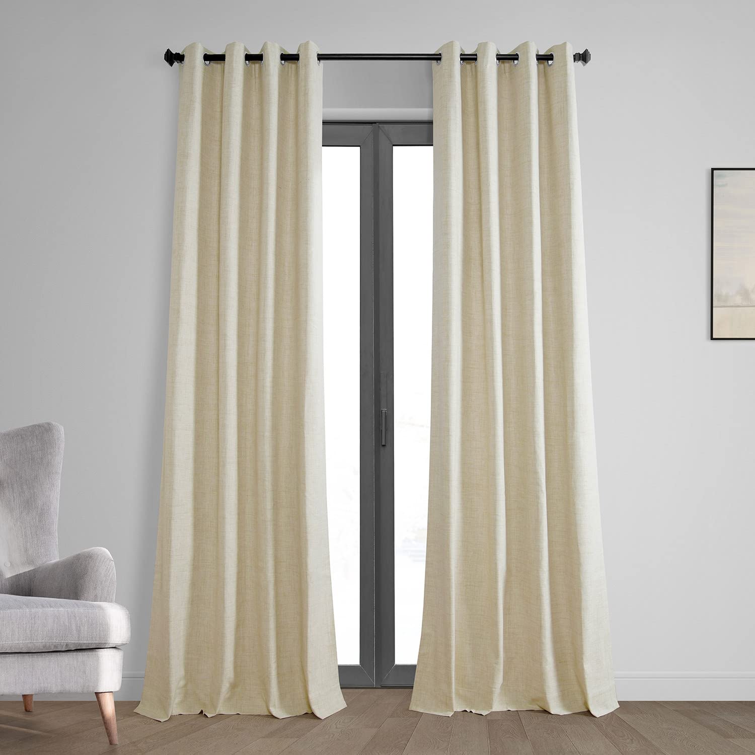 HPD Half Price Drapes Grommet Blackout Curtains for Bedroom Thermal Cross Linen 50 X 108 (1 Panel), FLCW-CBO192-108-GR, Natural Light Beige