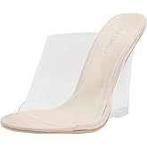 Cape Robbin Fusion Clear Chunky Block High Heels for Women, Transparent Booties for Women