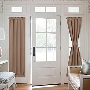 NICETOWN Sliding Door Curtain Panel - Total Privacy Blackout Thermal Door Curtain Panel Blind and Shade for French Sidelight Door (1 Piece, W25 x L72 inches, Cappuccino)