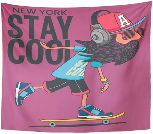 Amazon Co Jp タペストリースケートボードスケータースケートクールなキャラクターボーイアーバンタペストリー壁掛けリビングルーム寝室寮150 130センチ ホーム キッチン