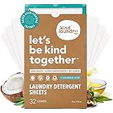 Kind Laundry Detergent Sheets with Stain-Fighting Enzymes - Plant Powered Eco-Friendly Laundry Soap Sheets - Home or Travel Laundry Detergent - Ocean Breeze, 32 Loads (Mom's Choice Award Winner)