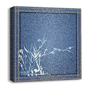 Canvas Wall Art Beautiful Jeans Fabric Feature Painting Artwork for Home Prints Framed - 12x12 inches